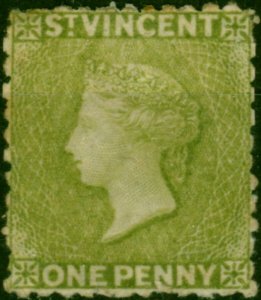 St Vincent 1880 1d Olive-Green SG29 Good MM