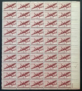 C28 TWIN-MOTORED TRANSPORT PLANE Sheet of 50 US Airmail 1￼5¢ Stamps MNH 1941