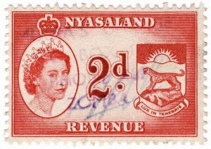 (I.B) Nyasaland Revenue : Duty Stamp 2d