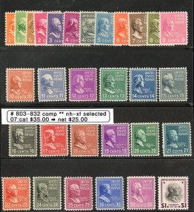 US Stamps # 803-32 MNH VF ½¢ To $1