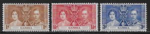 Gambia 129-131 KGVI Coronation set MNH