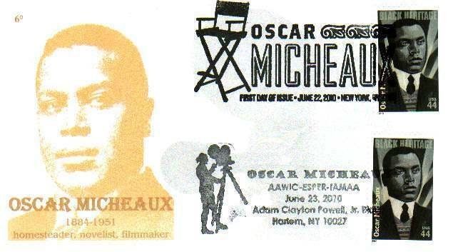 6° Cachets 4464 Oscar Micheaux Dual Cancel NYC & Harlem Adam Clayton Powel Stat