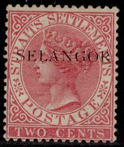 MALAYSIA - Selangor QV SG42, 2c bright rose, UNUSED. Cat £130.