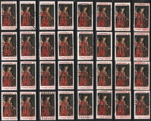 SC#1363 6¢ Christmas, van Eyck Singles (1968) Used Lot of Thirty Two Stamps
