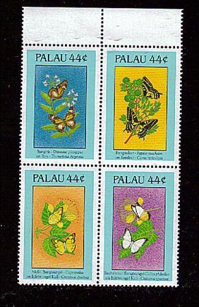  Palau Scott # 186a  butterflies&flowers BLK of 4 MNH