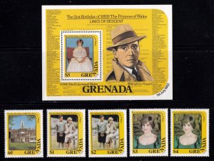 Grenada   1102 - 1105     MNH OG   XF      Princess Di