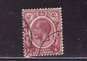 Straits Settlements-Sc #156-used-6c claret KGV-1918-