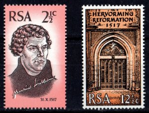South Africa 1967 Sc#343/344 MARTIN LUTHER/REFORMATION Set (2) MNH