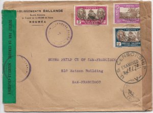 Noumea, New Caledonia to San Francisco, Ca 1942 Trans-Pacific Airmail (C5537)