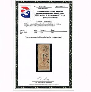 VERY AFFORDABLE GENUINE SCOTT #R44b 1862 RED INTERNAL REVENUE PSE CERT