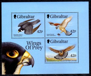 Gibraltar 1999 Wings of Prey - Birds Mint MNH Miniature Sheet SC 814b CV $6.25