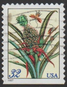 SC# 3127 - (32c) - Botanicals, pineapple -  Used Single Off Paper