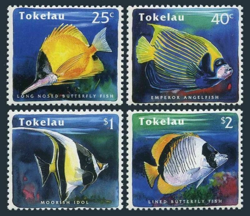 Tokelau 208-211, 212, MNH. Michel 214-217, 218 Bl.5. Reef fish. SINGAPORE-1995.