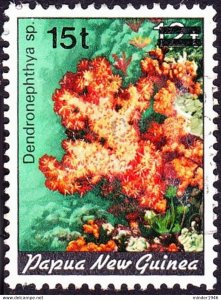 PAPUA NEW GUINEA 1987 15t on 12t Multicoloured Marine Life, Dendronephthya SG...