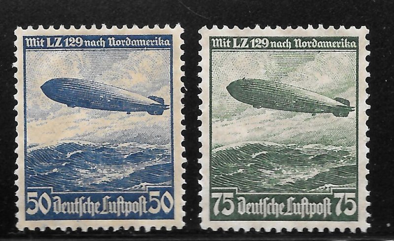 Germany Scott C57-C58 Unused NHNG - 1936 Hindenburg Issue - SCV $37.50
