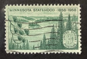 USA 1958 Scott 1106 used - 3c,  100th Anniversary of Minnesota Statehood