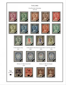 COLOR PRINTED THAILAND 1941-1970 STAMP ALBUM PAGES (29 illustrated pages)