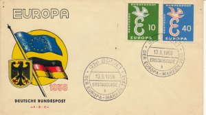 GERMANY 1958 EUROPA STAMPS FDC