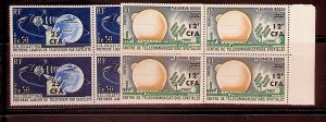 REUNION Sc 343-44 NH ISSUE OF 1962 - SPACE -BLOCKS OF 4 - (AF24)