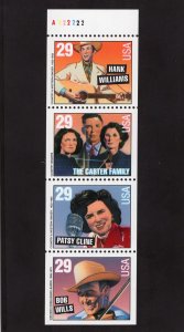 2775-2778 Country Music Singers, MNH pane/4 w/plate #