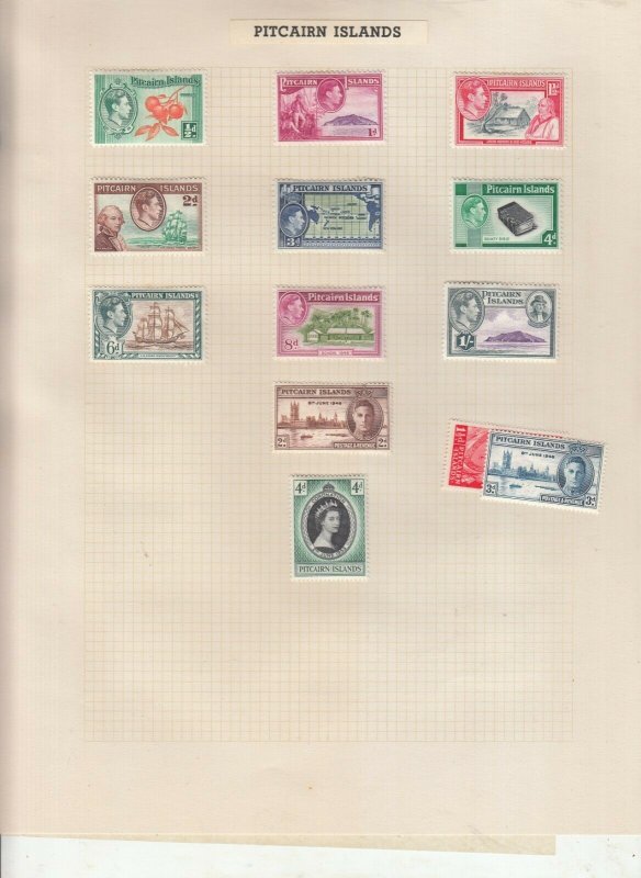 PITCAIRN ISLAND ALBUM PAGE  VALUES MOSTLY 1937-55, MOUNTED MINT 