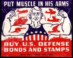 1940 US WWII Poster Stamp Buy US Defense Bonds and Stamps Unused