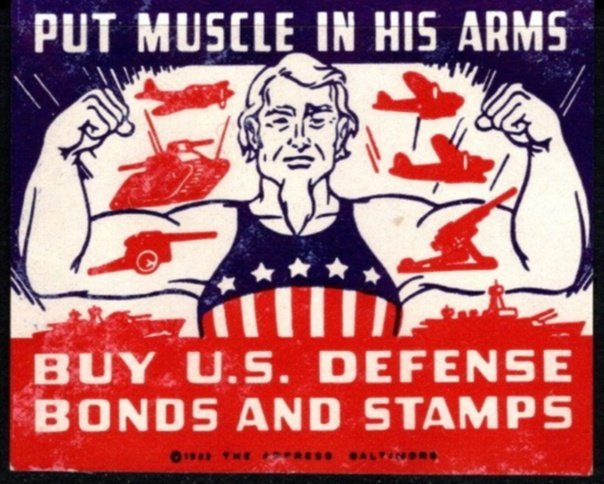 1940 US WWII Poster Stamp Buy US Defense Bonds and Stamps Unused