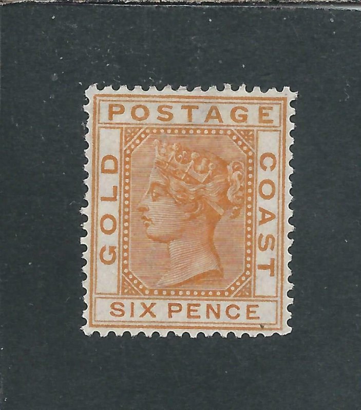 GOLD COAST 1884-91 6d ORANGE MM SG 17 CAT £29