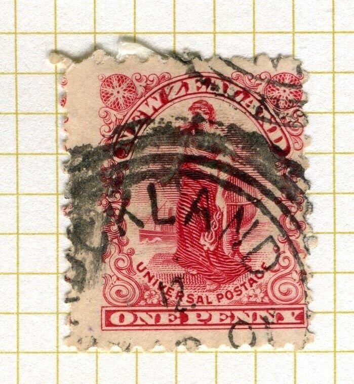 NEW ZEALAND; 1901 early Penny Post issue used Shade P14, 1d. value Wellington