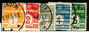 Denmark, Scott #57-61, Used