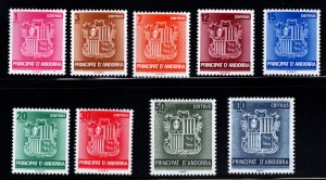 Andorra  (Spanish) Scott 134-142 MNH**  1982 Complete Coat of Arms set