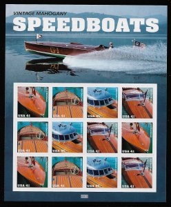 US #4160-63 41c Vintage Speedboats Sheet, VF mint never hinged, fresh   VF mi...