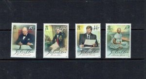 Gibraltar: 2008  Europa, Writing Letters, Churchill, Ghandhi Kennedy, MNH Set.