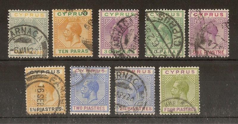Cyprus 1921 Definitives (Script WMK) Fine Used Cat£107