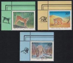 Kazakhstan Wild Cats 3v Corners 1998 MNH SG#234-236