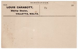 (I.B) Malta Cinderella : Trade Postcard (Louis Carabott - Stamp Dealer)