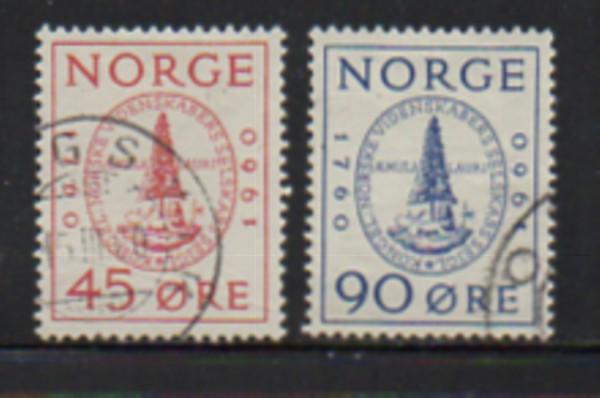 Norway Sc 380-1 1960 Science Soc Anniversary stamp set used