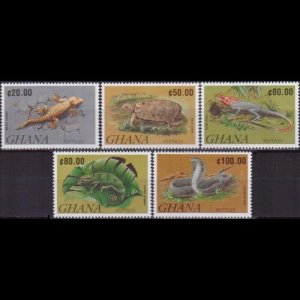 GHANA 1992 - Scott# 1414-8 Reptiles Set of 5 NH