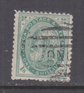 TONGA, 1886 perf. 12 1/2, 1s. Deep Green, used.