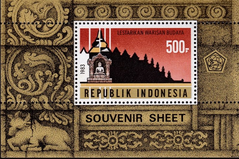 Indonesia 1983 Restoration of Borobudur Temple (3) with Souvenir Sheet VF/NH