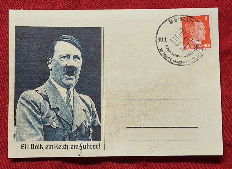 Nazi Germany Adolf Hitler Third Reich propaganda postcard WW2 WWII German