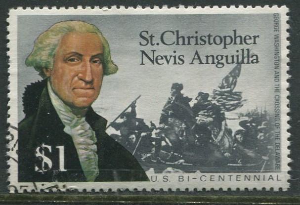St. KITTS-NEVIS-Scott 327-American Bi-Centenial -1976- VFU - Single $1.00c Stamp