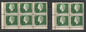 #402p Canada Mint OGNH Corner blocks of 4 & 6 tagged