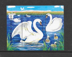 BIRDS - UZBEKISTAN #606  SWANS  MNH