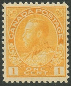 CANADA Sc#105 1922 1c KGV Orange Yellow ‘Admiral’ OG Mint NH (ab)