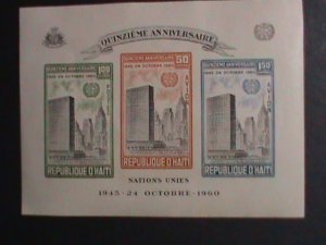 HATI-1960- 15TH ANNIVERSARY OF UNITED NATIONS-IMPERF-MNH S/S VERY FINE