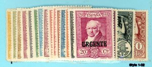 Spain, Scott #386-402&E7, Unused, Hinged