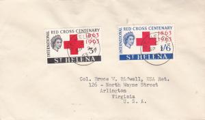 St. Helena 1963 Red Cross Centenary First Day Cover Typed Address Cachet VF