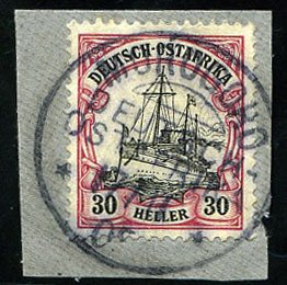 German Colonies, German East Africa #27 (Mi. 27), 1905 30h lake and black,  u...