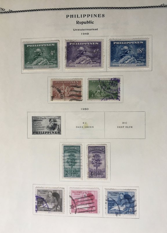 Philippines Post-WW II Lot 1947-69 in Scott Speciality Album CV $71+